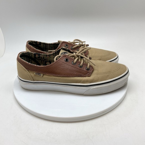 Vans Other - Vans Mens 8 Womens 9.5 Brigata 721356 Brown Leather Canvas Casual Shoes Sneakers